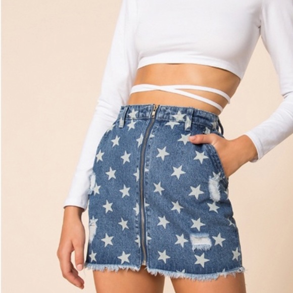 superdown Dresses & Skirts - Superdown denim Superdown Kayla mini skirt star medium wash flawless revolve